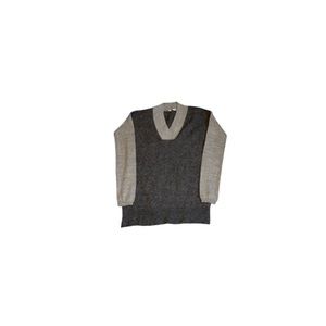 Anthropologie Moth Tan and Grey V-Neck Wool Sweater - Women’s Size Small